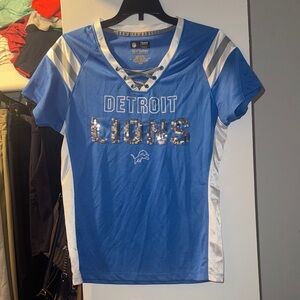 NFL Detroit Lions Blue and Silver Jersey